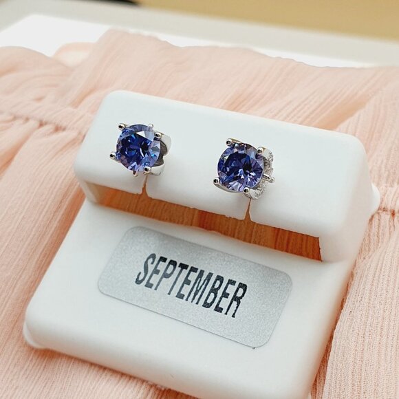 Birthstone S925 Sterling Silver CZ Stud Earrings for Women/Girl, US1925… - Picture 5 of 12